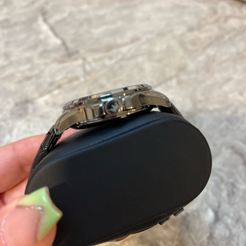 Olevs Automatic Skeleton Watch Black Leather Strap - image 2